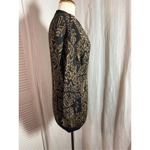 Vintage | Women’s | Sweaters | Size M/L | Gold Metallic Abstract Oversized Black - Picture 5 of 5